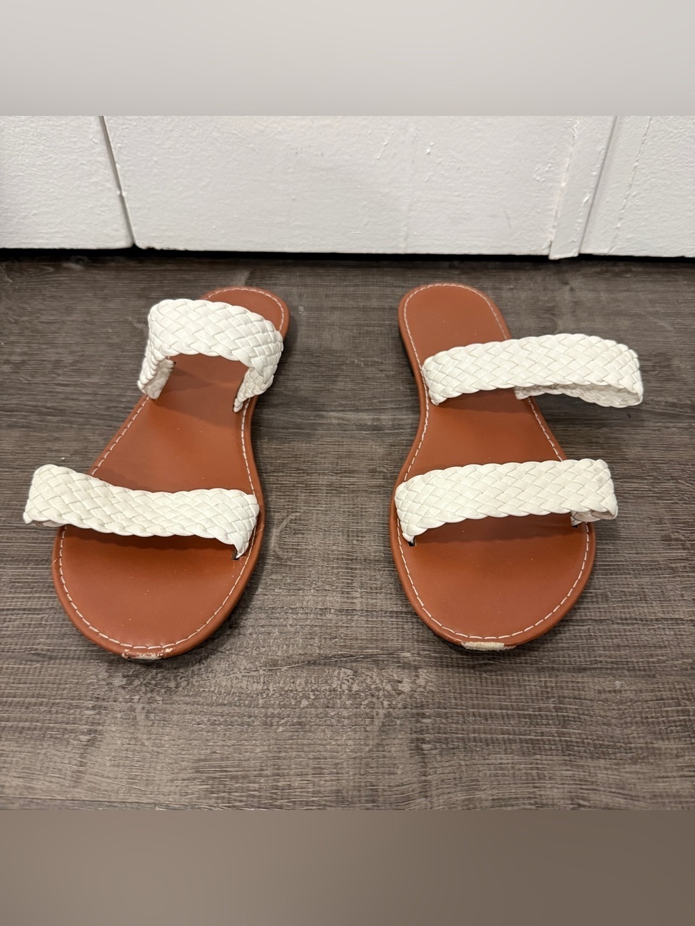 White and Brown Sandals